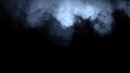 Abstract blue smoke, fog on isolated black background, creating a mysterious and backdrop, creating a dreamy, atmospheric effect for artistic