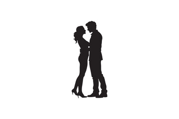 Romantic Silhouette of a Couple Embracing a Timeless Symbol of Love and Connection Perfect for Valentine s Day Wedding Invitations or any Project Celebrating Relationships