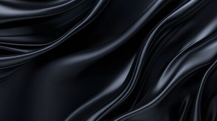 Fototapeta premium Abstract Black Silk Drape Texture - Elegant flowing black silk fabric, symbolizing luxury, mystery, sophistication, smoothness, and depth. A visually striking perfect for design projects