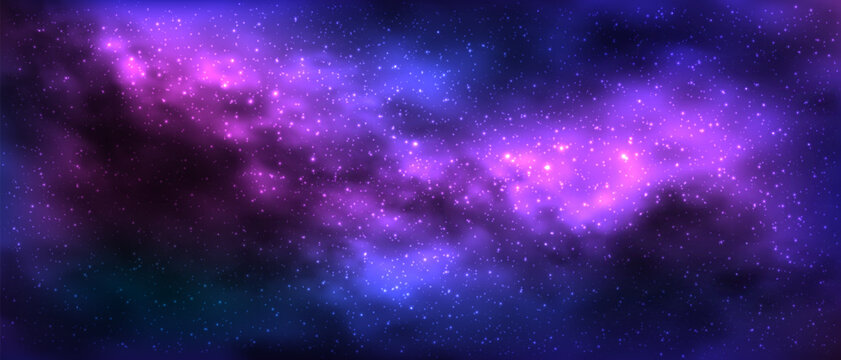 Sky galaxy cloud with Nebula and stars dark night background vector