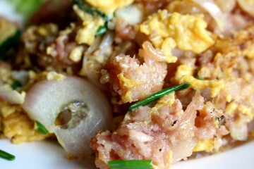 Stir-Fried Thai Fermented Pork with Eggs and Shallots – Home-Style Traditional Thai Dish