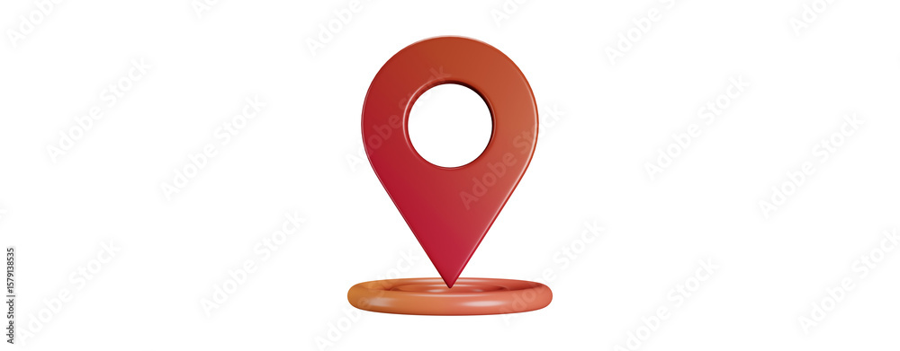 Fototapete A vibrant 3d rendered red and orange gradient map location pin icon isolated on a clean transparent background, symbolizing navigation and destination