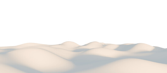 Fototapeta premium Snow-Covered Hills Under a Calm Sky. 3D render. 