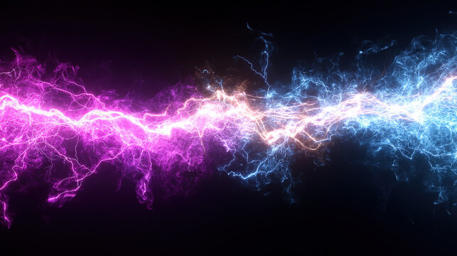 Download electric discharge pink and blue lightning strike energy effect high resolution image