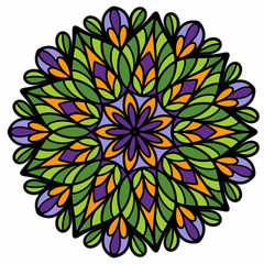 Beautiful and creative colorful mandala design art with white background