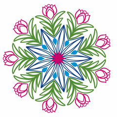 Beautiful and creative colorful mandala design art with white background