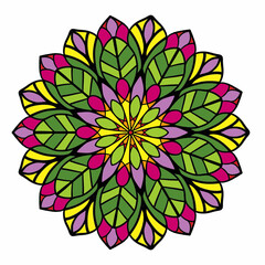 Beautiful and creative colorful mandala design art with white background