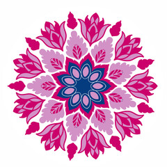 Beautiful and creative colorful mandala design art with white background