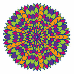 Beautiful and creative colorful mandala design art with white background