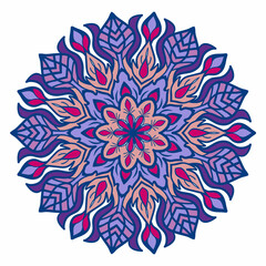 Beautiful and creative colorful mandala design art with white background
