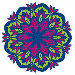 Beautiful and creative colorful mandala design art with white background