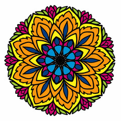 Beautiful and creative colorful mandala design art with white background