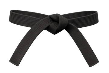 Black karate belt knotted securely, representing martial arts expertise against translucent backdrop