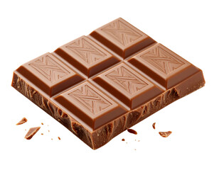 Broken Milk Chocolate Piece with Bite and Inner Layers Visible &ndash; Isolated on White