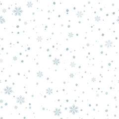 Snowfall seamless pattern with flying snow flakes. Winter airy frosty background. Great for Christmas New Year holiday design, social media, wallpaper, packaging, cover, banner, invitation