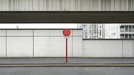 Urban concrete underpass with red stop sign