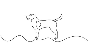dog one continuous line drawing vector illustration, vector illustration.