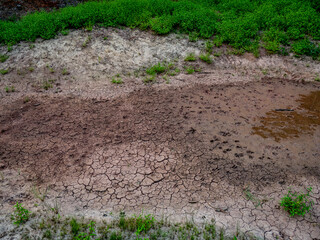 Risse im ausgetrockneten Lehmboden