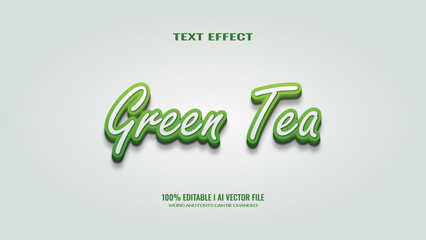 3D text effect green tea, editable text
