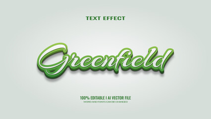 3D text effect green field, editable text