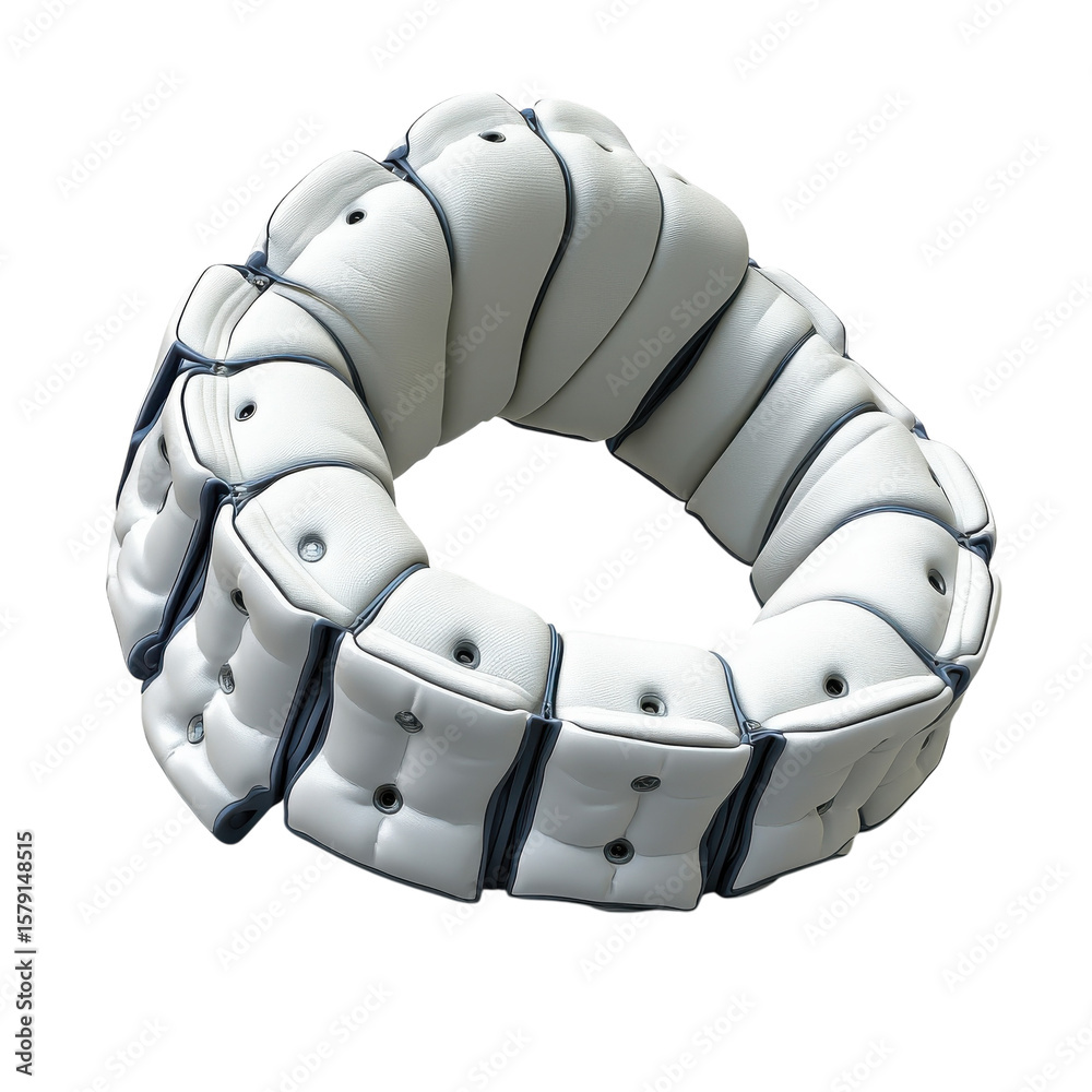 Poster White cushion torus circle 3D render isolated geometry loop abstract on transparent background