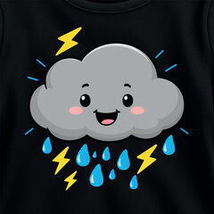 Happy Cartoon Thundercloud Weather Icon

