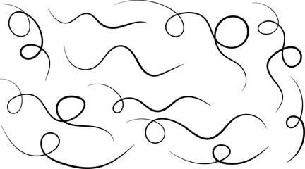 curved underline text set. Hand drawn line doodle. curved pointers sign. Spiral dotted line arrow