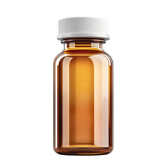 Amber Glass Bottle with White Cap Isolated Photography Essential Oil Serum on transparent background
