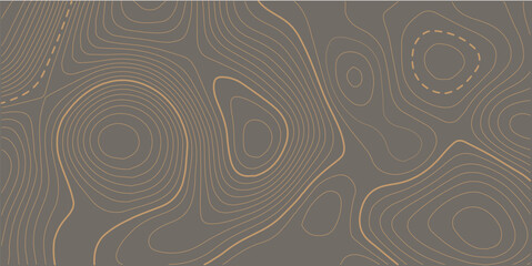 The stylized height of the topographic map contour in lines and contours. The concept of a conditional geography scheme and the terrain path. Orange on black. Vector illustration. Ultra wide size. 