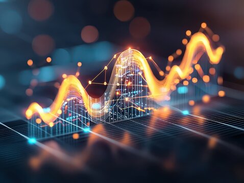 Economy graph stack concept. Abstract digital chart showcasing data trends and analytics with vibrant colors.