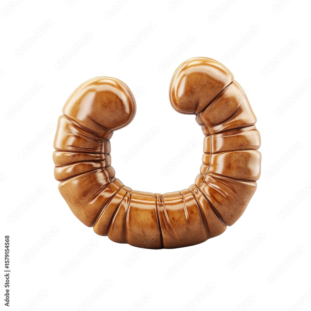 Fototapete abstract curved shape formed with brown glossy material on black creating on transparent background