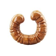 Abstract curved shape formed with brown glossy material on black creating on transparent background