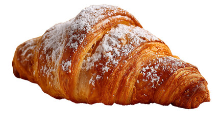 Fresh Croissant with Powdered Sugar on a Transparent Background