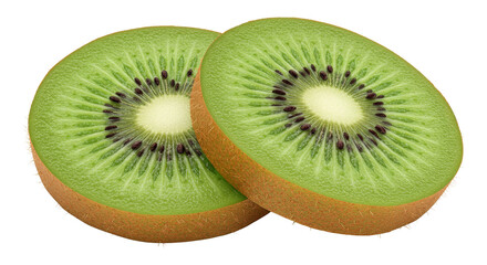 Fototapeta premium Slices of Kiwi Fruit Close-Up Showing Texture and Seeds