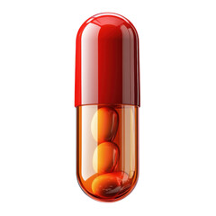 Red and Transparent Capsule Pharmaceutical Medicine Healthcare Vitamin on transparent background