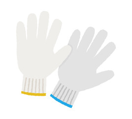 白い作業用手袋のシンプルなイラスト