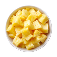 Bowl of diced pineapple chunks fresh and juicy tropical fruit