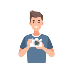 Simple Illustration Photographer with smiling camera