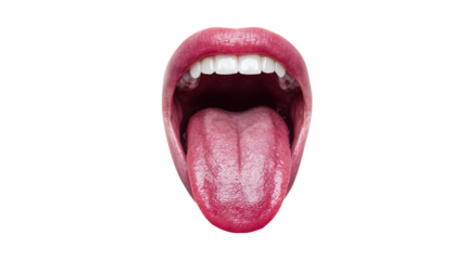 Open Mouth with Tongue Out – Isolated Image on Transparent Background