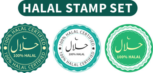 Halal Stamp Set – Islamic Certification Badges and Approved Labels Vector Collection