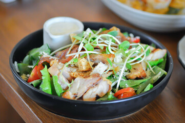 pork salad or grilled pork salad or caesar salad or vegetable salad with pork