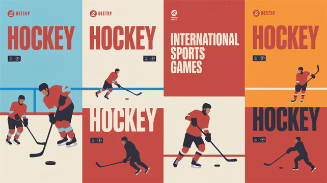 Hockey players and international sports games posters - Powered by Adobe