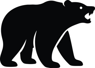 Silhouette black bear roaring wildlife animal outline vector Illustrator