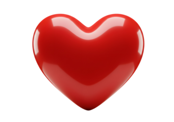 Glossy Red Heart Shape; 3D Render; Valentine's Day; Love; Romance; Passion; Symbol; Graphic Design Element; Isolated on White Background; Perfect for Web and Print.