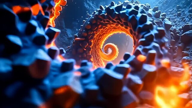 An vibrant terpsichore of disconnected geometrical embodiment bristle forth, meld and dust dynamically to kind the coil spiral of disturbance muzzy conceptual fractal plasma, cartoonish