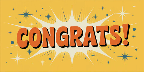 Orange congrats text with starbursts congratulations