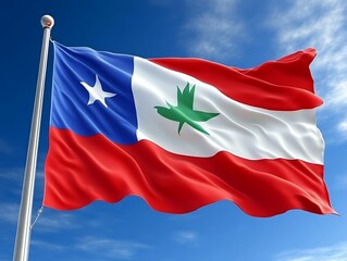 Naklejka premium A flag waving in the sky shows patriotic colors and design