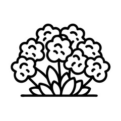 Stylized icon representing a flowering plant with rounded blossoms and leaves