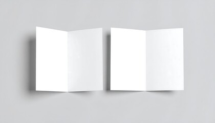 Blank trifold brochures on gray background