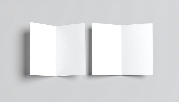 Blank trifold brochures on gray background